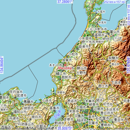 Topographic map of Maruoka