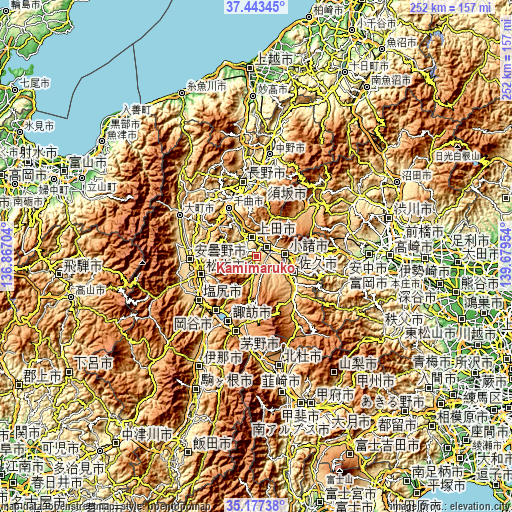 Topographic map of Kamimaruko