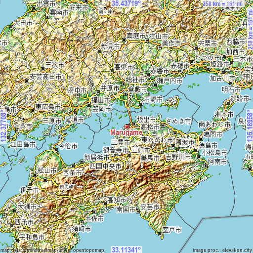 Topographic map of Marugame