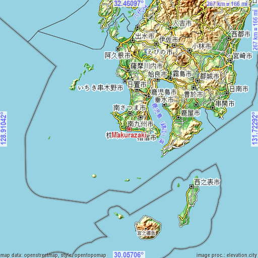 Topographic map of Makurazaki