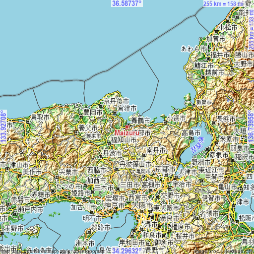 Topographic map of Maizuru
