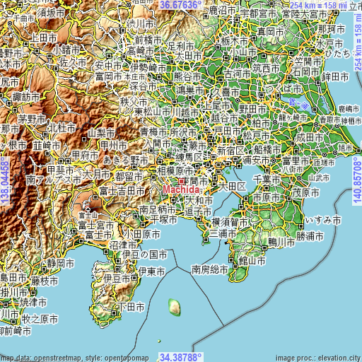 Topographic map of Machida