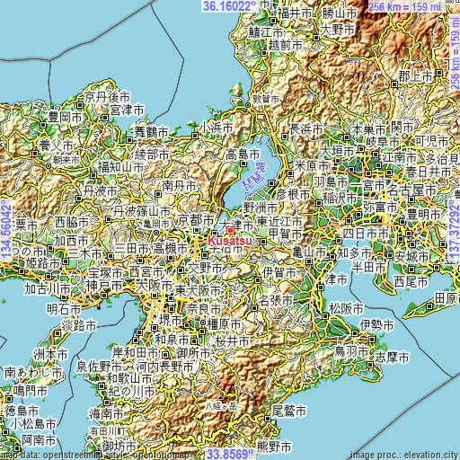 Topographic map of Kusatsu