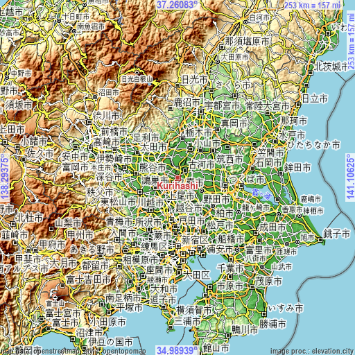 Topographic map of Kurihashi