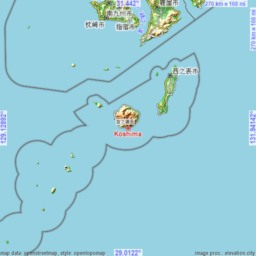 Topographic map of Koshima