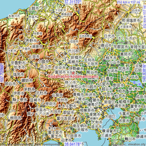 Topographic map of Kodamachō-kodamaminami