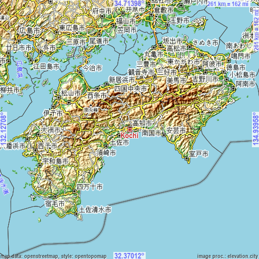 Topographic map of Kochi