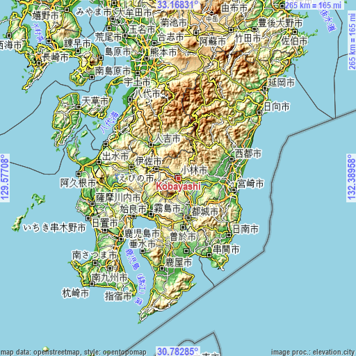 Topographic map of Kobayashi