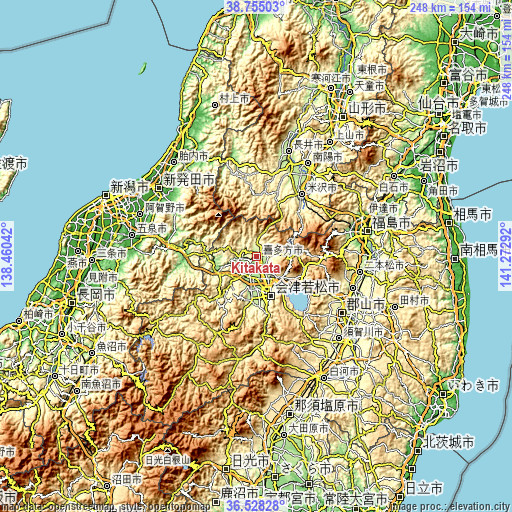 Topographic map of Kitakata