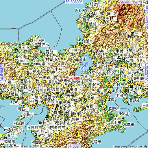 Topographic map of Kitahama