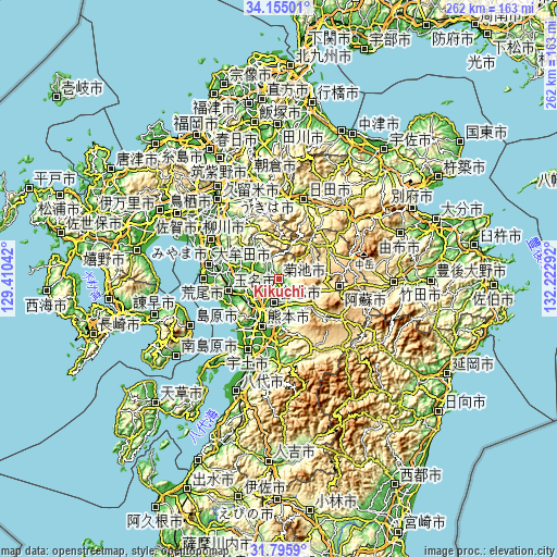 Topographic map of Kikuchi