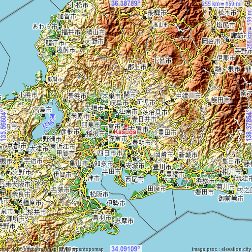 Topographic map of Kasugai
