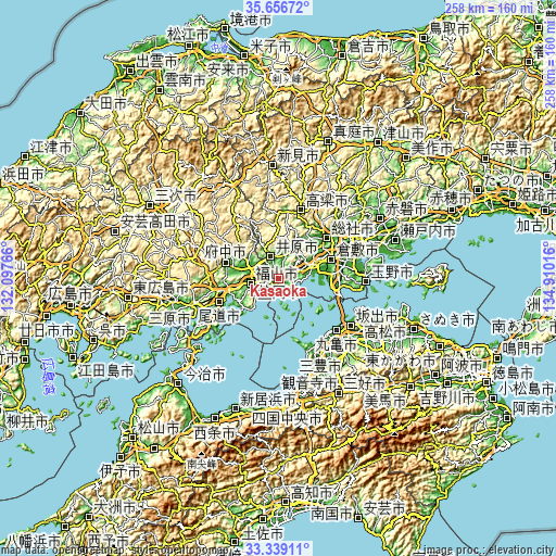 Topographic map of Kasaoka