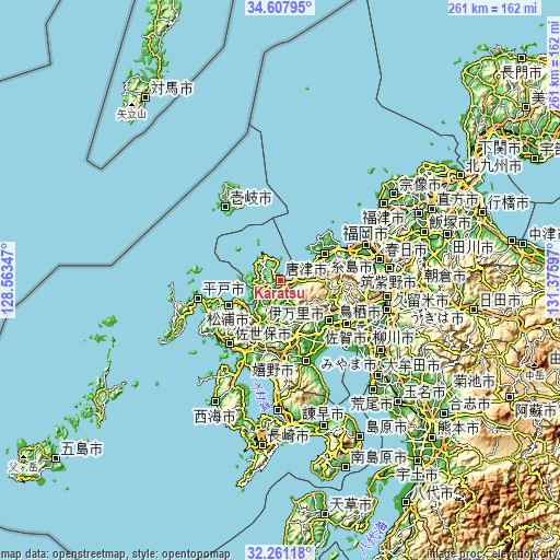 Topographic map of Karatsu