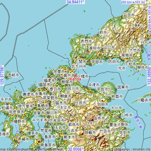 Topographic map of Kanda
