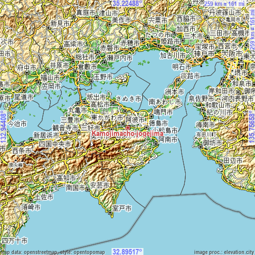 Topographic map of Kamojimachō-jōgejima