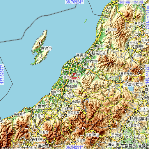 Topographic map of Kamo