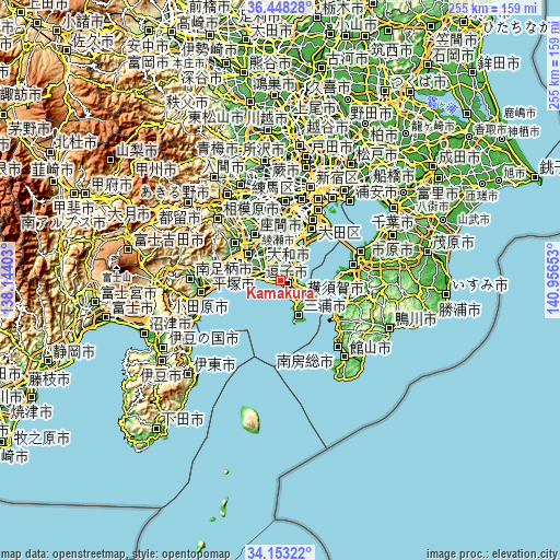 Topographic map of Kamakura