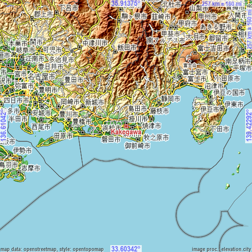 Topographic map of Kakegawa