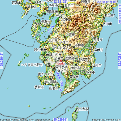 Topographic map of Kajiki