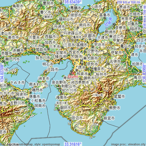 Topographic map of Izumi
