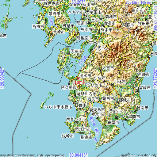 Topographic map of Izumi