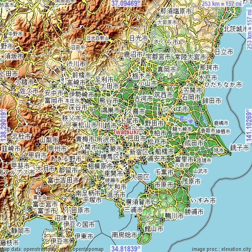 Topographic map of Iwatsuki