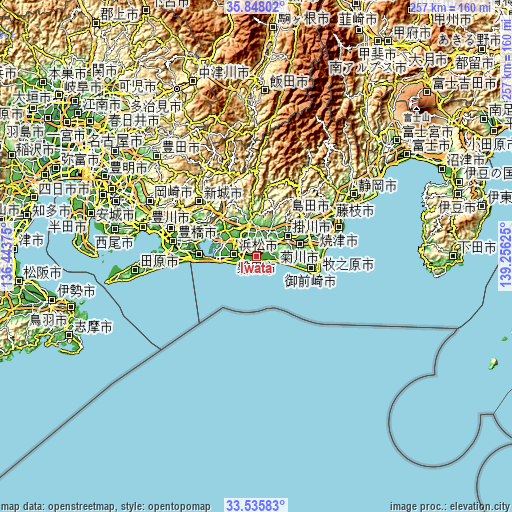 Topographic map of Iwata