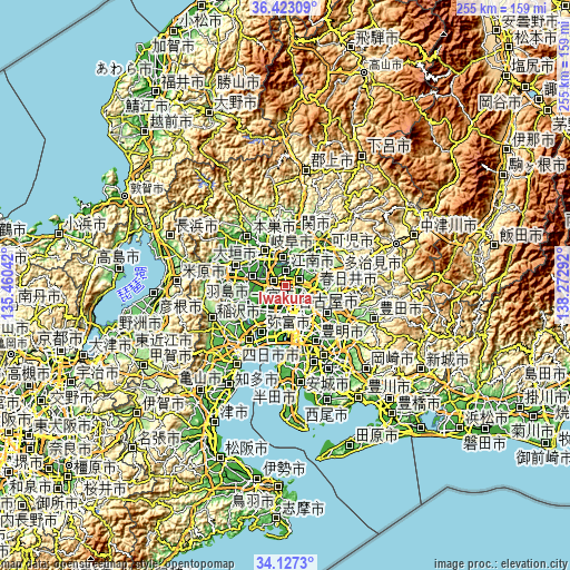 Topographic map of Iwakura