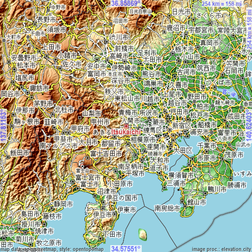 Topographic map of Itsukaichi