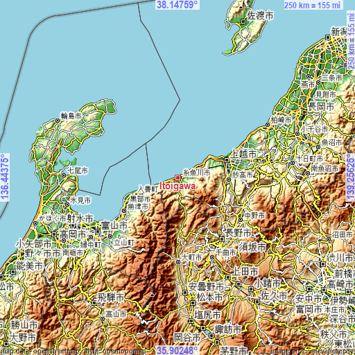 Topographic map of Itoigawa
