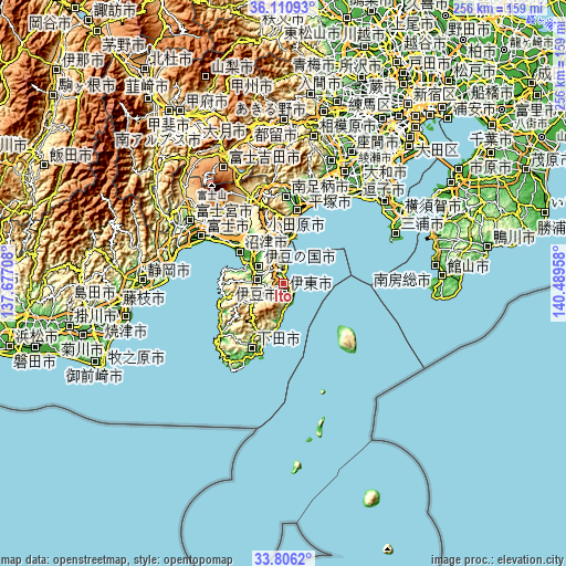 Topographic map of Itō