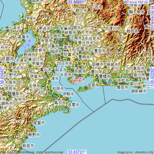 Topographic map of Ishiki