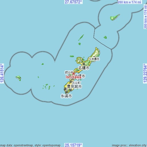 Topographic map of Ishikawa
