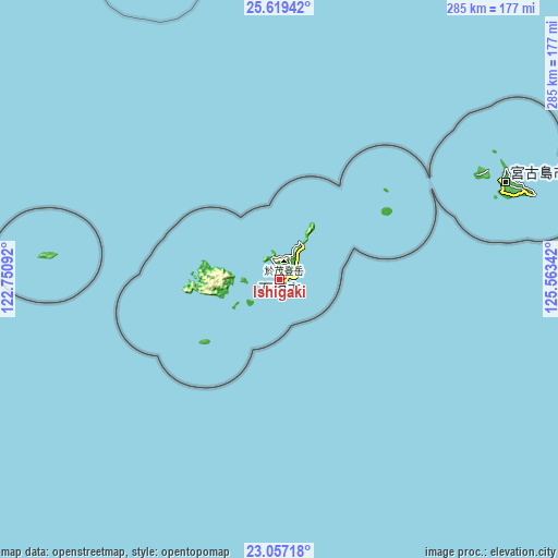 Topographic map of Ishigaki