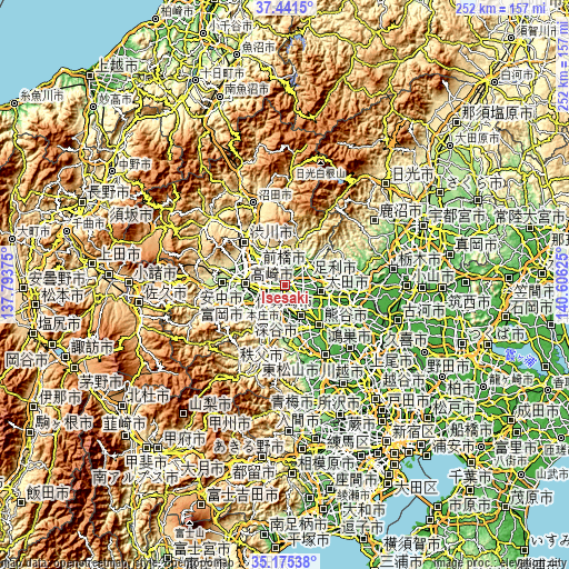 Topographic map of Isesaki