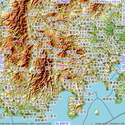Topographic map of Isawa