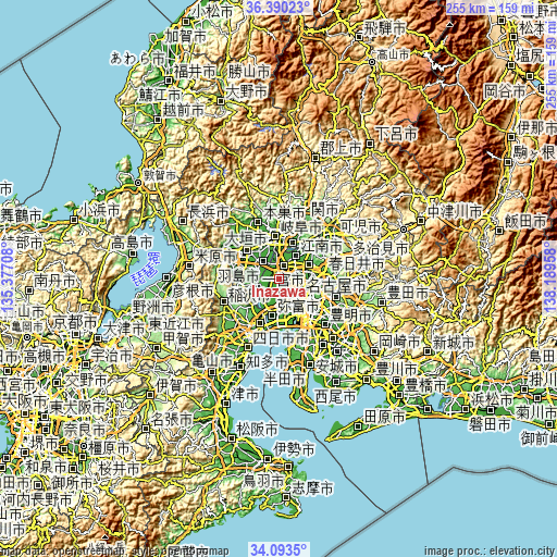 Topographic map of Inazawa