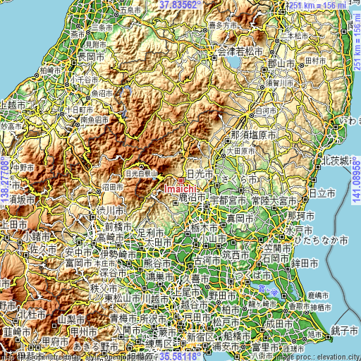 Topographic map of Imaichi