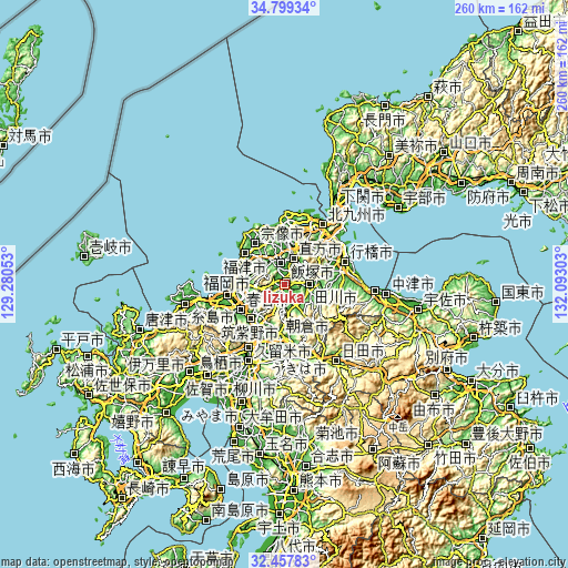 Topographic map of Iizuka