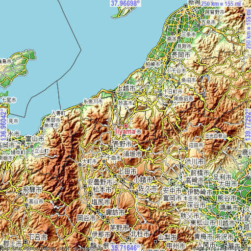 Topographic map of Iiyama
