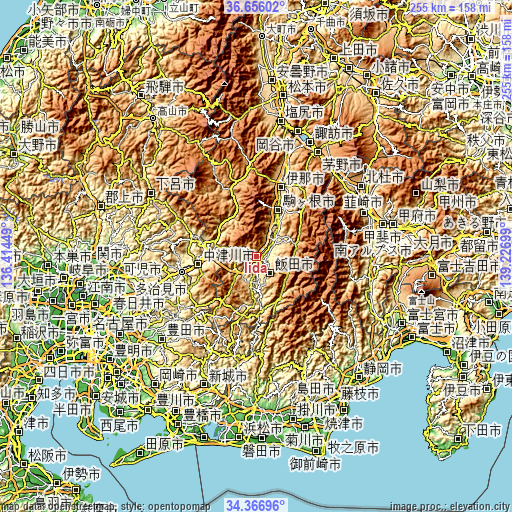 Topographic map of Iida