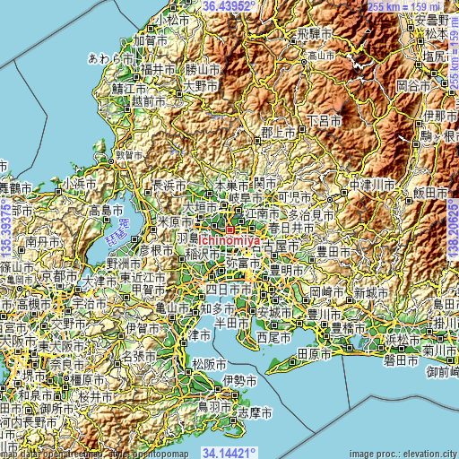 Topographic map of Ichinomiya