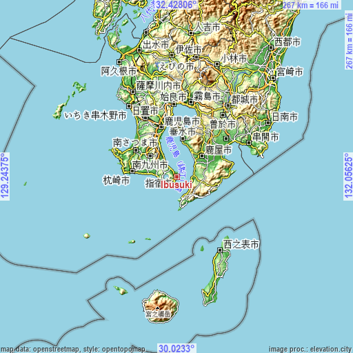 Topographic map of Ibusuki