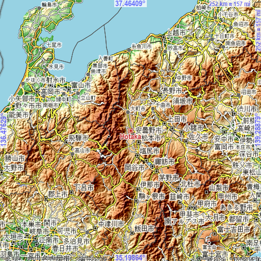 Topographic map of Hotaka