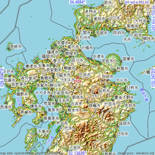 Topographic map of Hita