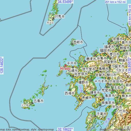 Topographic map of Hirado