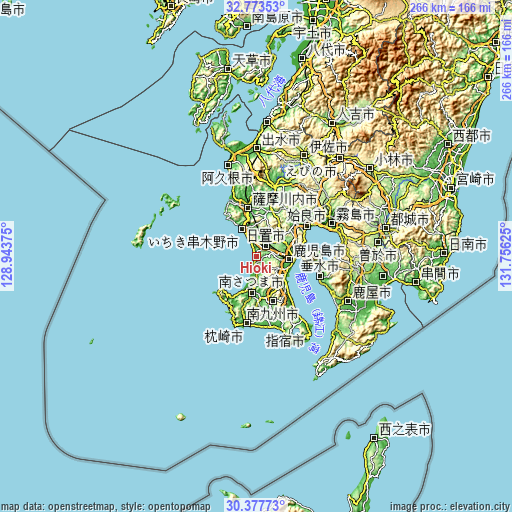 Topographic map of Hioki