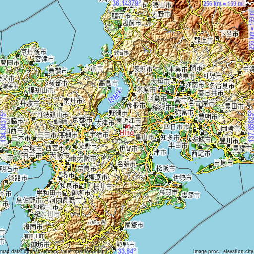 Topographic map of Hino