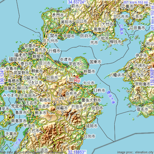 Topographic map of Hiji